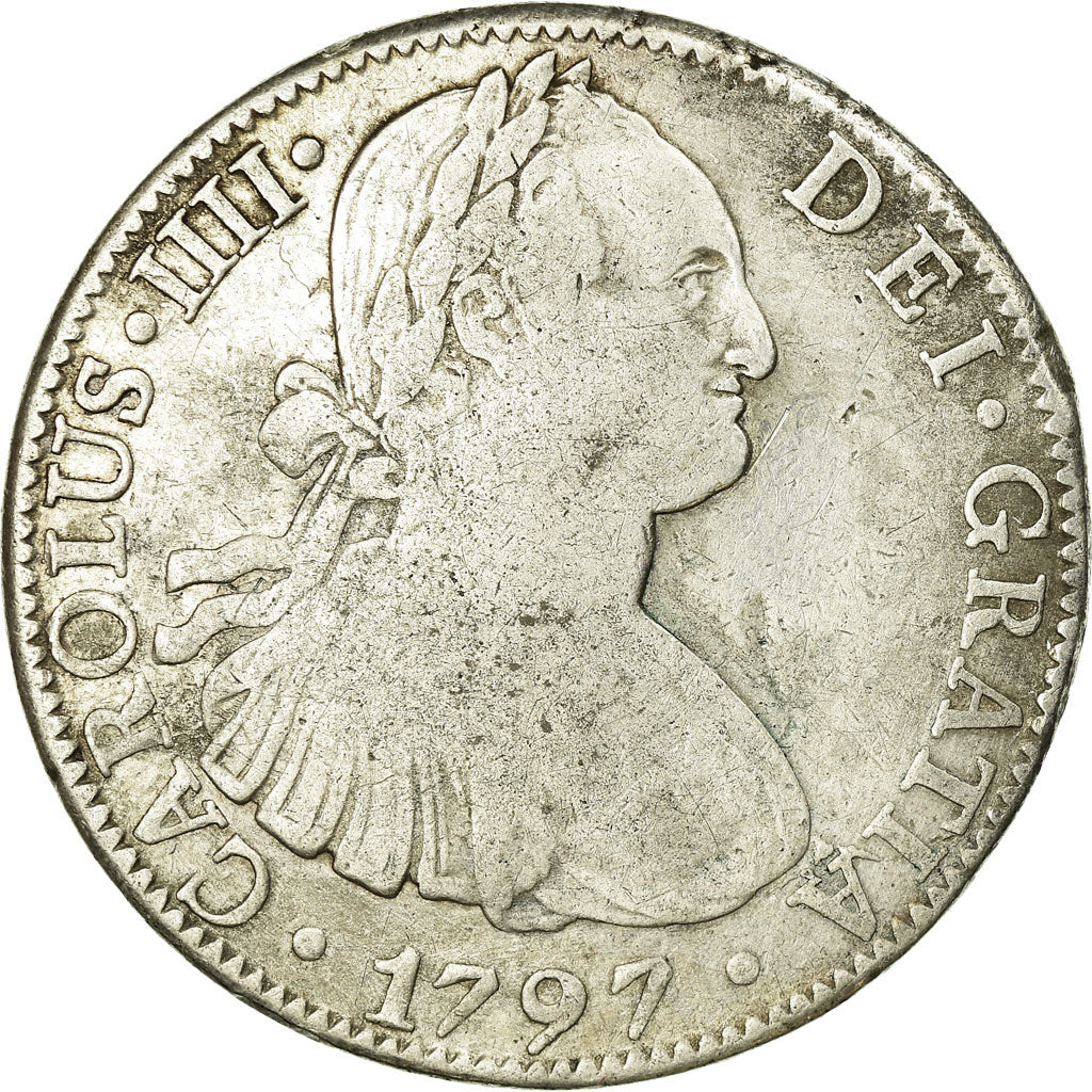 Moneda, México, Charles IV, 8 Reales, 1797, Mexico City, BC+, Plata, KM:109