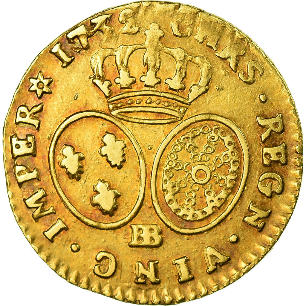 Moneda, Francia, Louis XV, 1/2 Louis d'or, 1732, Strasbourg, MBC, Oro