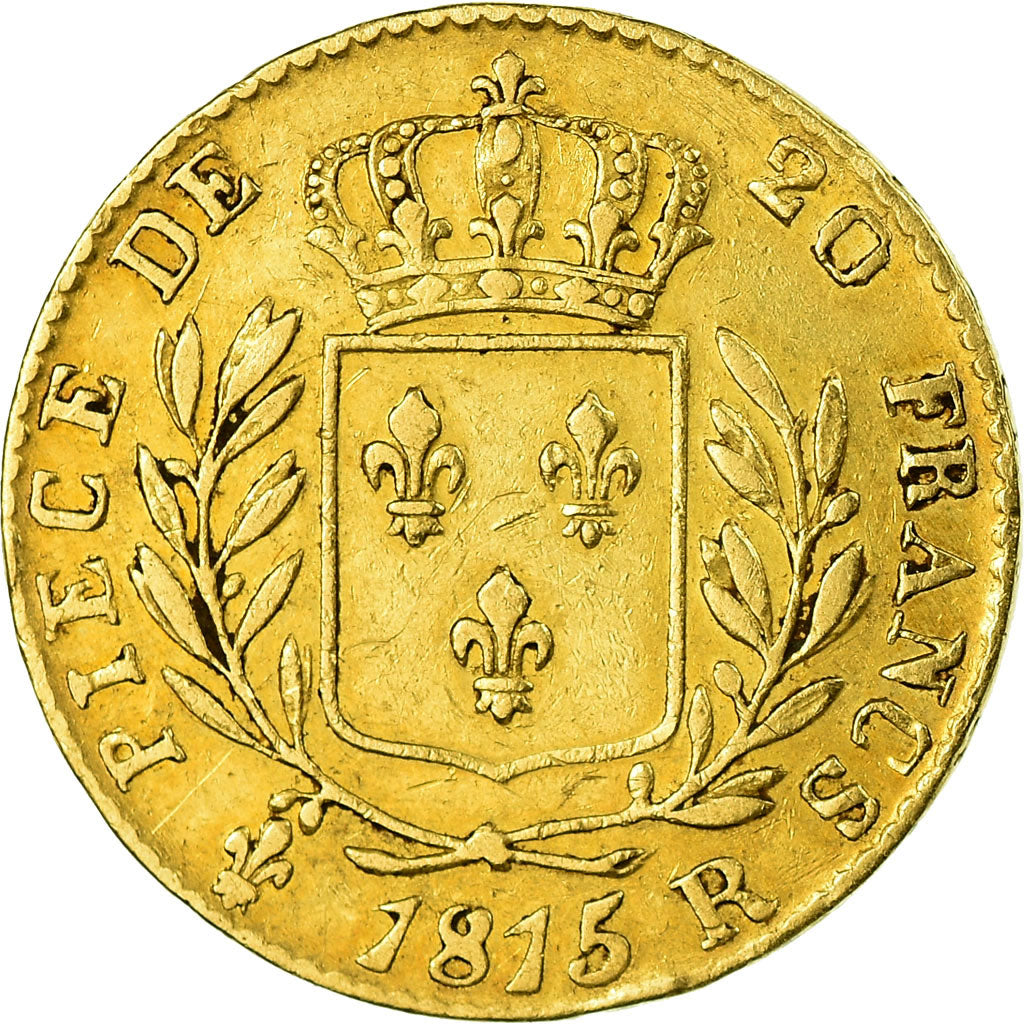 Moneta, Francia, Louis XVIII,  20 Francs, 1815, London, BB, Oro, KM 706.7