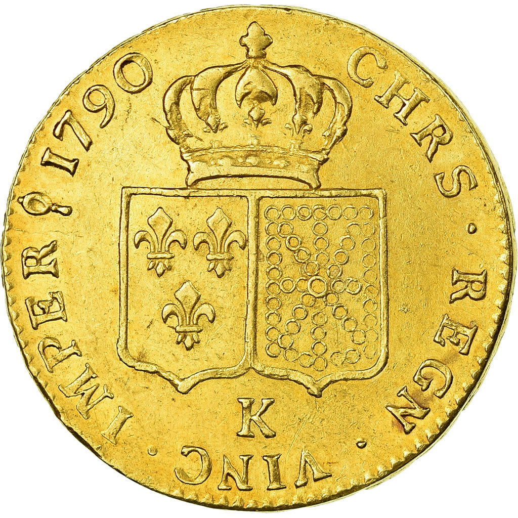 Coin, France, Louis XVI, Double louis d'or à la tête nue, 1790, Bordeaux