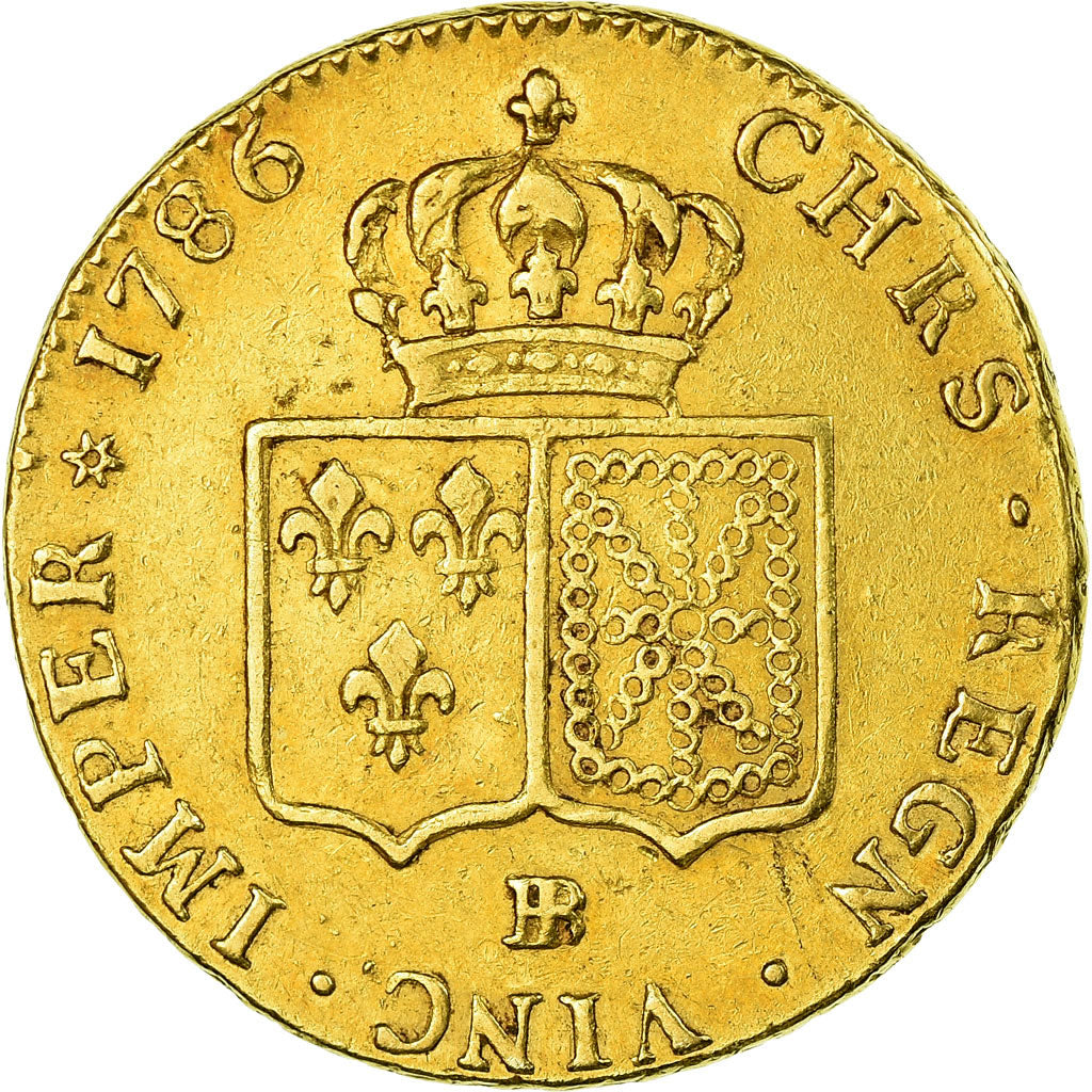 Monnaie, France, Louis XVI, Double louis d'or à la tête nue, 1786, Strasbourg