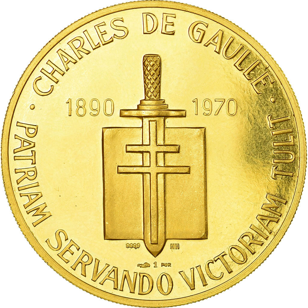Francja, Medal, Charles De Gaulle, Historia, 1970, Monnaie de Paris, MS(64)