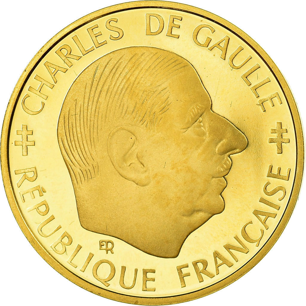 Coin, France, Charles de Gaulle, Franc, 1988, Paris, MS(63), Gold, KM:979