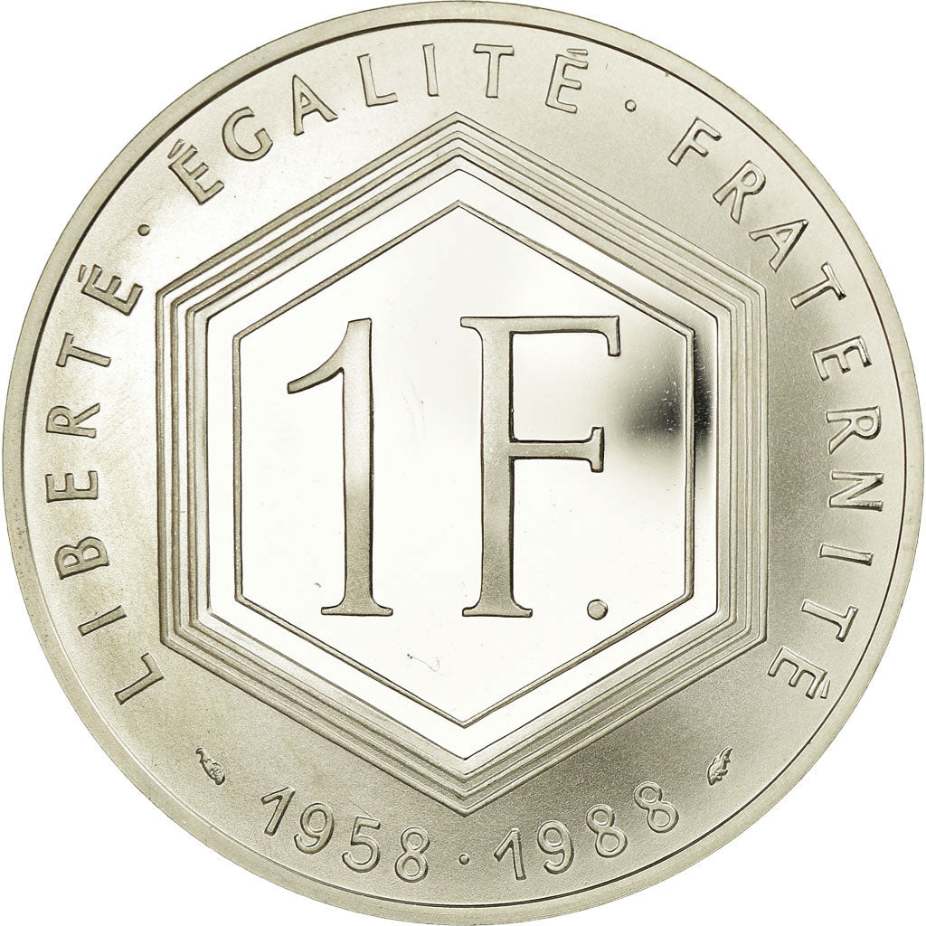 Coin, France, Charles de Gaulle, Franc, 1988, MS(63), Silver, KM:978