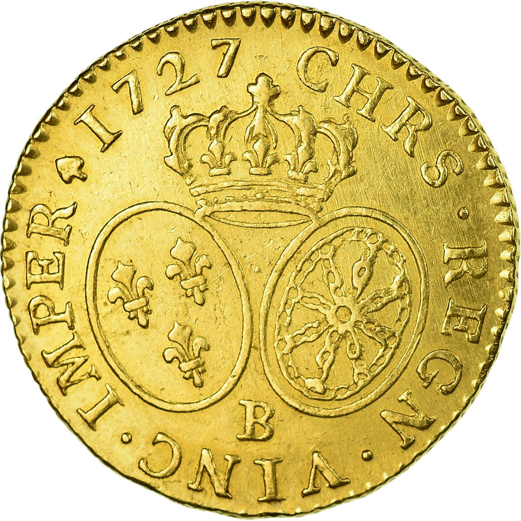 Monnaie, France, Louis XV, Louis d'or aux lunettes, Louis d'Or, 1727, Rouen