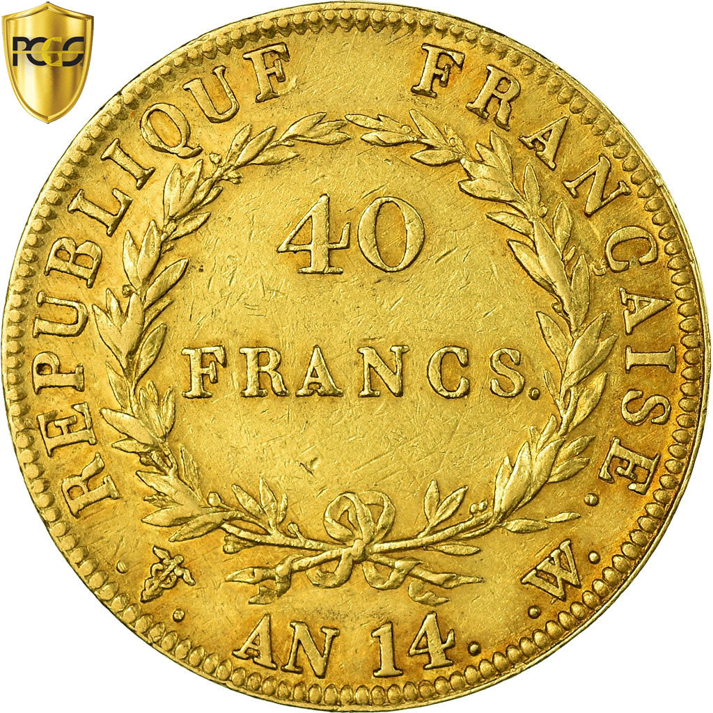 Münze, Frankreich, Napoléon I, 40 Francs, AN 14, Lille, PCGS, XF45, Gold