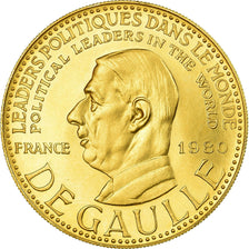 France, Medal, Charles De Gaulle, 1980, MS(63), Gold
