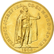 Munten, Hongarije, Franz Joseph I, 100 Korona, 1908, Restrike, UNC-, Goud