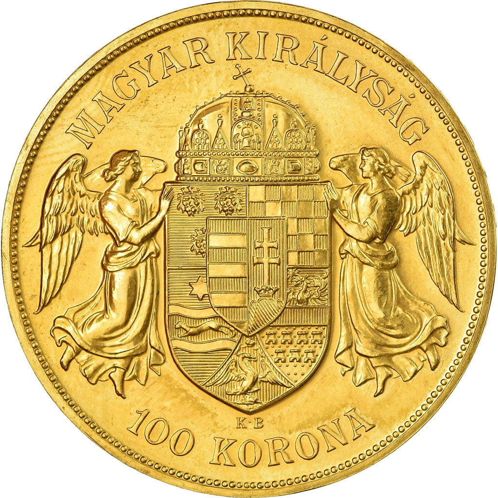 Munten, Hongarije, Franz Joseph I, 100 Korona, 1908, Restrike, UNC-, Goud