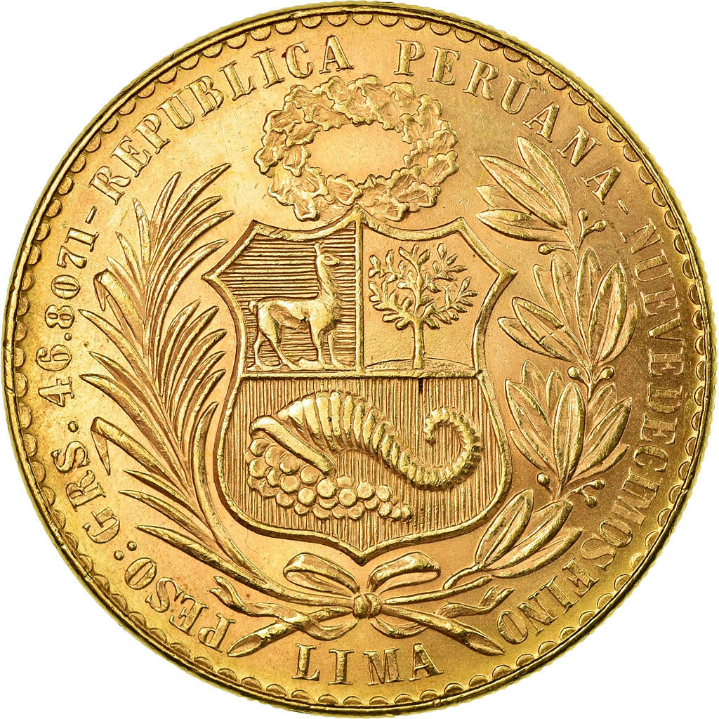 Coin, Peru, 100 Soles, 1965, Lima, MS(63), Gold, KM:231