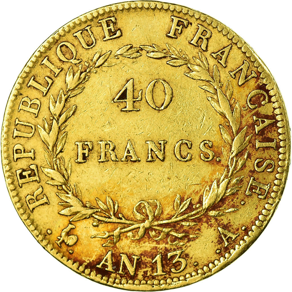Munten, Frankrijk, Napoléon I, 40 Francs, AN 13, Paris, FR+, Goud, KM:664.1