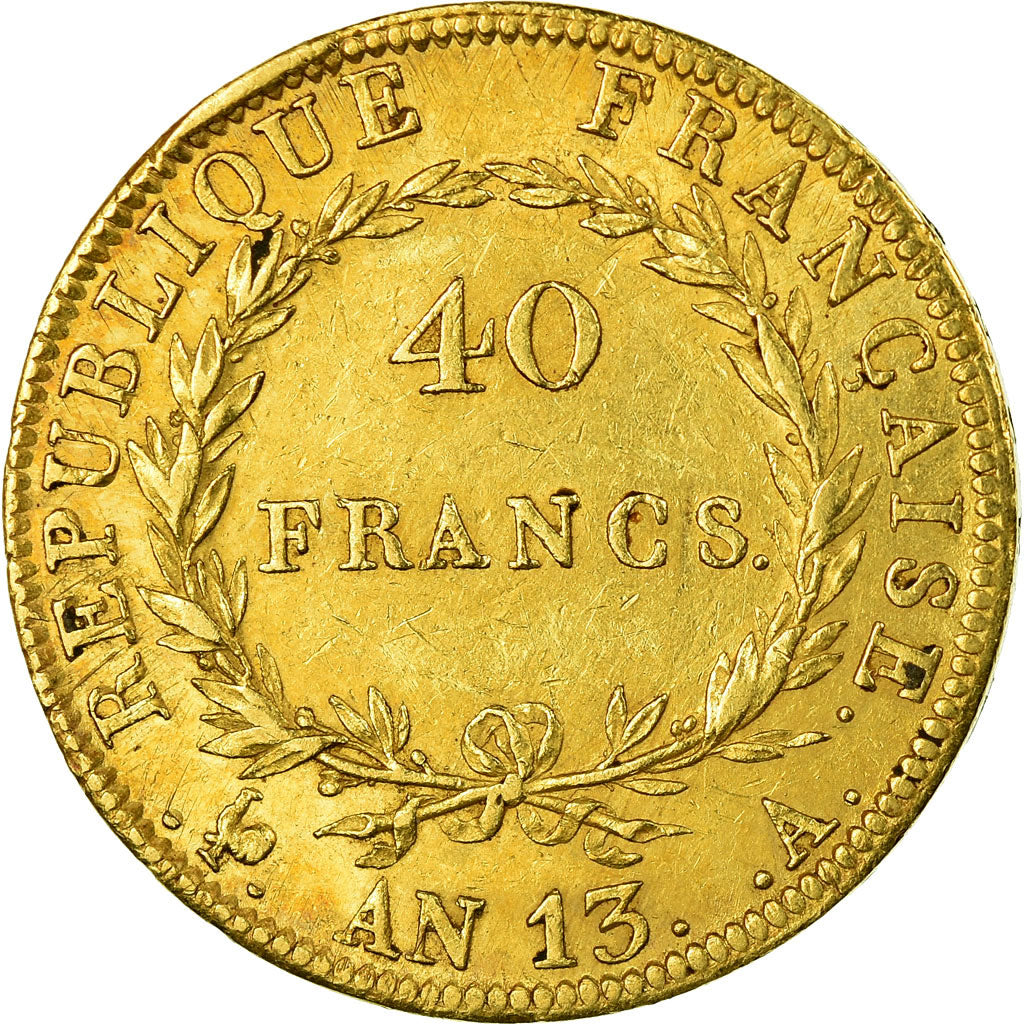 Moneta, Francja, Napoléon I, 40 Francs, AN 13, Paris, EF(40-45), Złoto
