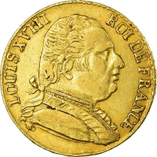 Moneta, Francia, Louis XVIII,  20 Francs, 1815, London, BB, Oro, KM 706.7