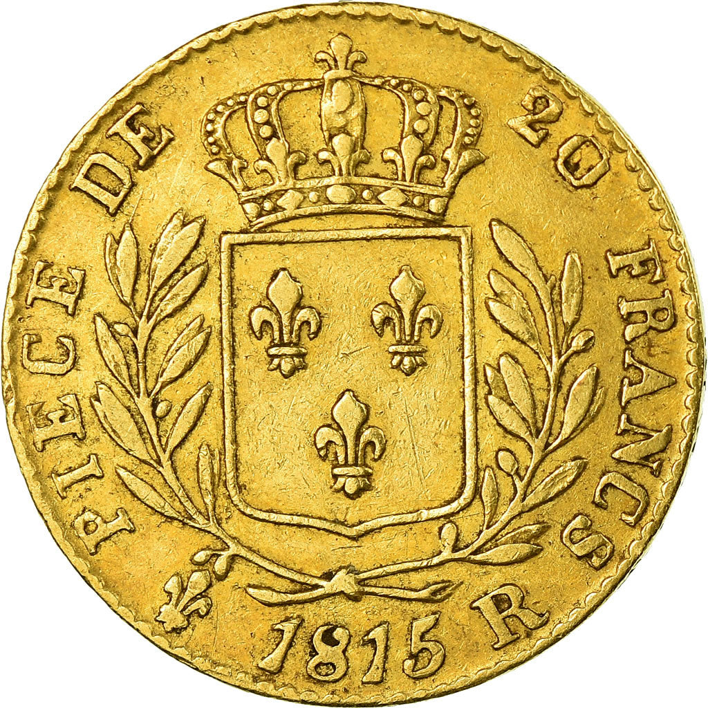 Moneta, Francia, Louis XVIII,  20 Francs, 1815, London, BB, Oro, KM 706.7