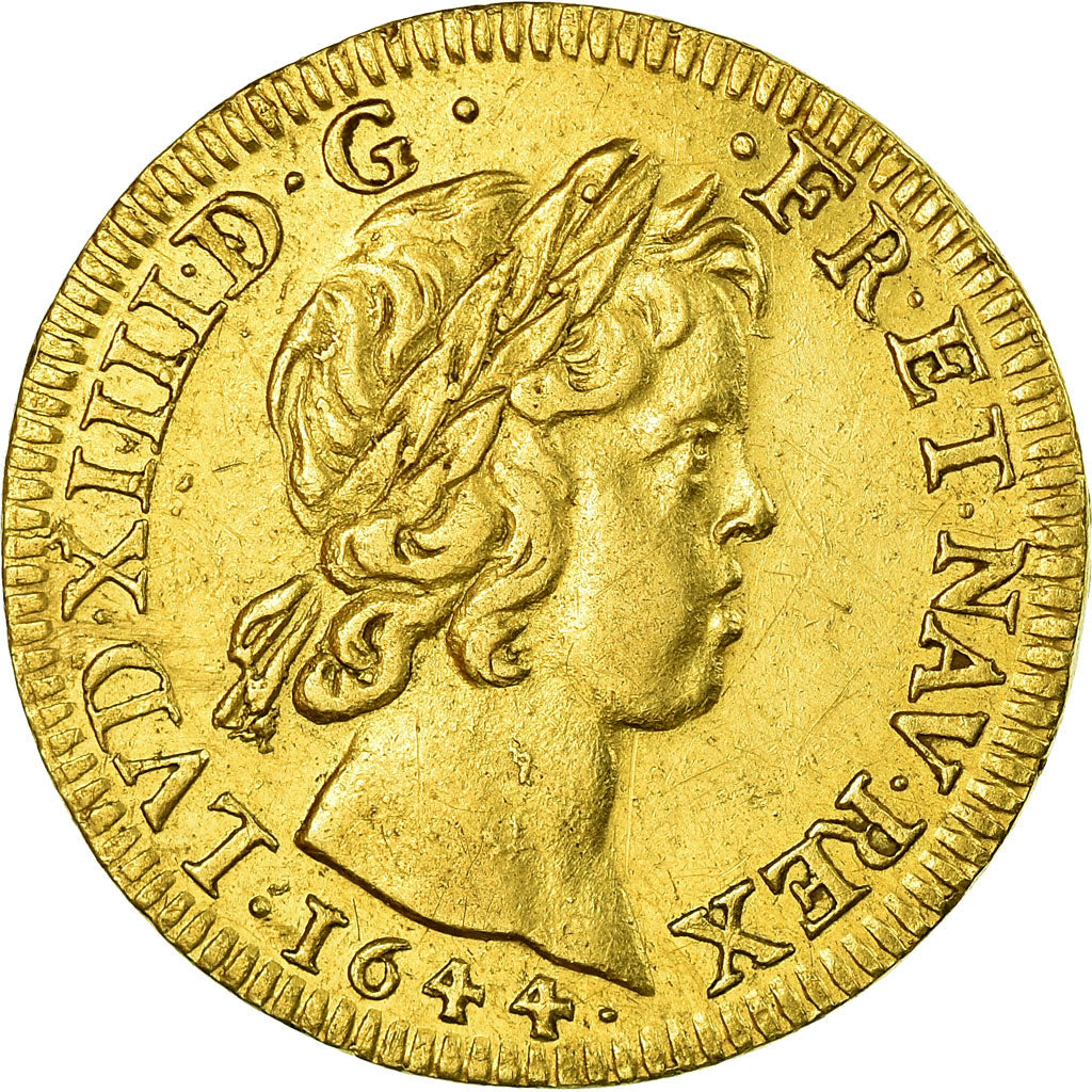 Coin, France, Louis XIV, Louis d'or à la mèche courte, 1644, Paris