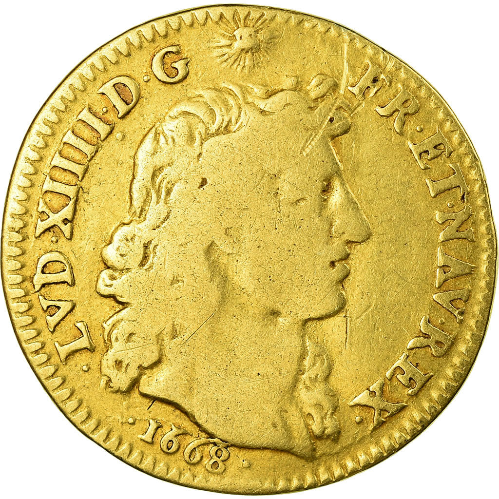 Coin, France, Louis XIV, Louis d'or à la tête nue, Louis d'Or, 1668, Paris