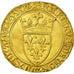 Moeda, França, Charles VI, Écu d'or, Ecu d'or, Troyes, AU(55-58), Dourado
