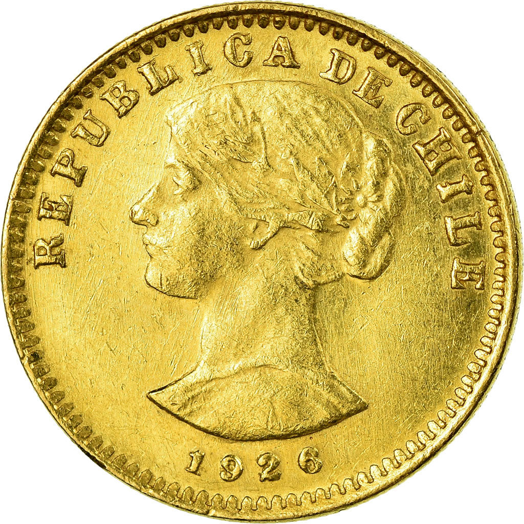 Coin, Chile, 20 Pesos, 1926, AU(50-53), Gold, KM:168
