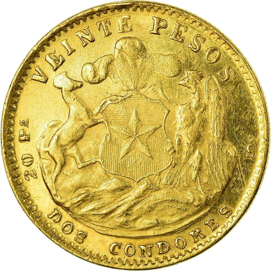 Coin, Chile, 20 Pesos, 1926, AU(50-53), Gold, KM:168
