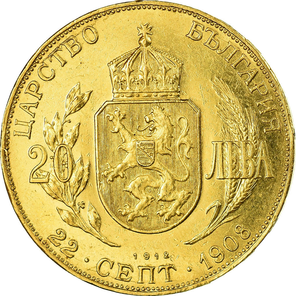 Moneda, Bulgaria, 20 Leva, 1912, SC, Oro, KM:33