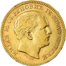 Moeda, Sérvia, Milan I, 20 Dinara, 1879, EF(40-45), Dourado, KM:14