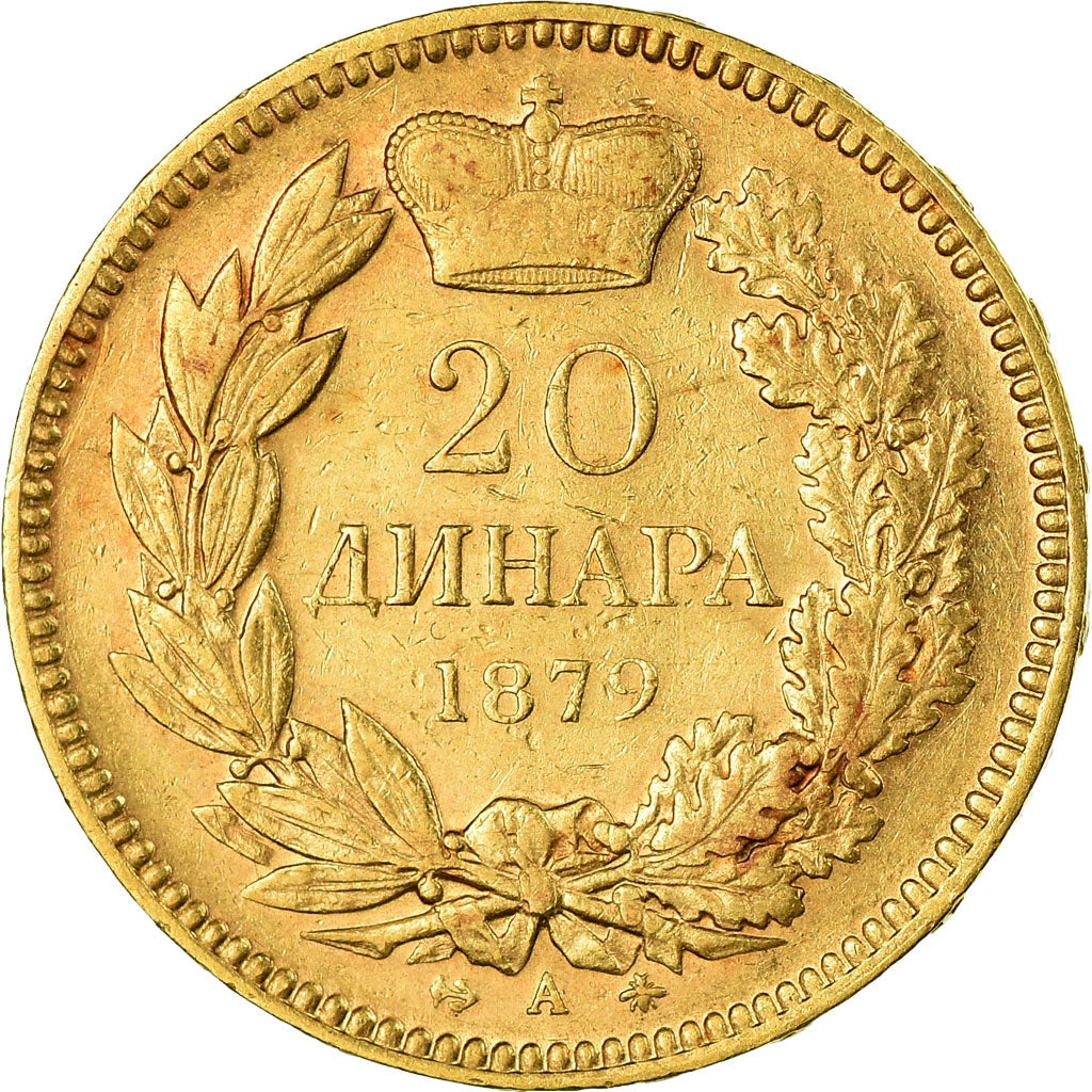 Coin, Serbia, Milan I, 20 Dinara, 1879, EF(40-45), Gold, KM:14