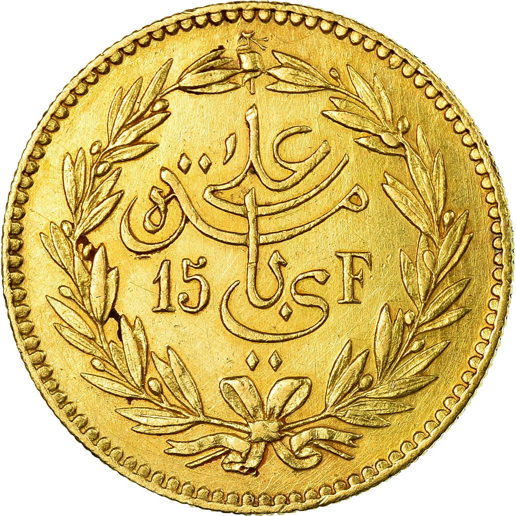 Coin, Tunisia, Ali Bey, 25 Piastres, 15 Francs, 1890, Paris, EF(40-45), Gold