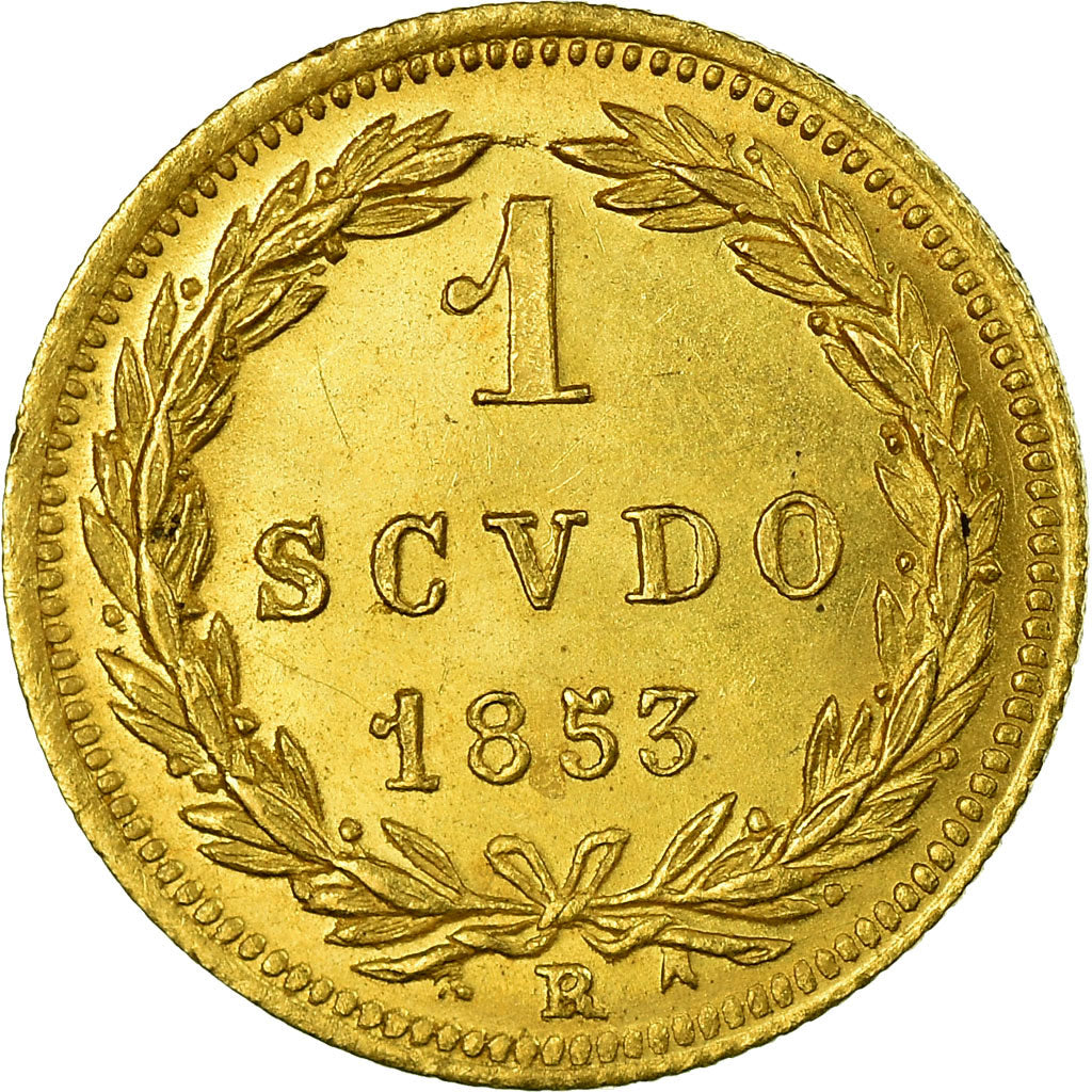 Moneta, DEPARTAMENTY WŁOSKIE, PAPAL STATES, Pius IX, Scudo, 1853, Roma, MS(63)