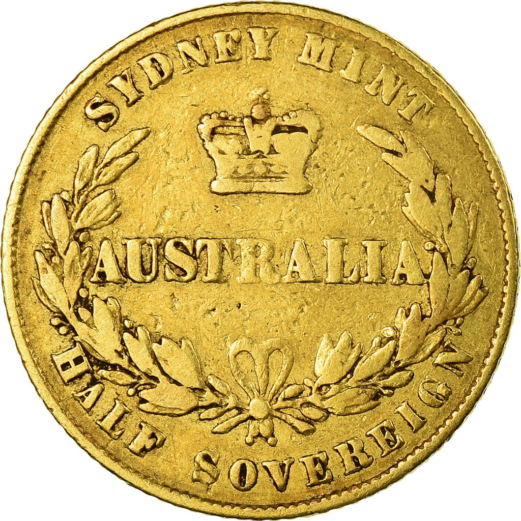 Moneta, Australia, Victoria, 1/2 Sovereign, 1866, Sydney, MB, Oro, KM:3