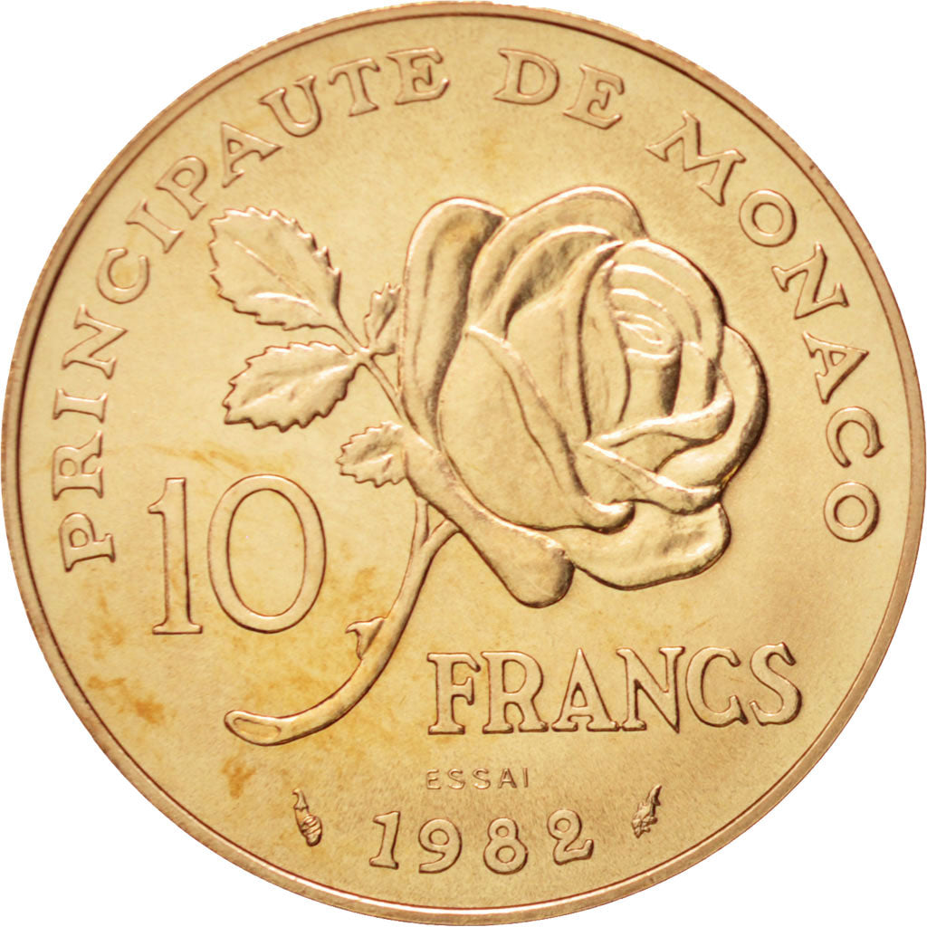Coin, Monaco, 10 Francs, 1982, MS(65-70), Nickel-Aluminum-Bronze, KM:E72