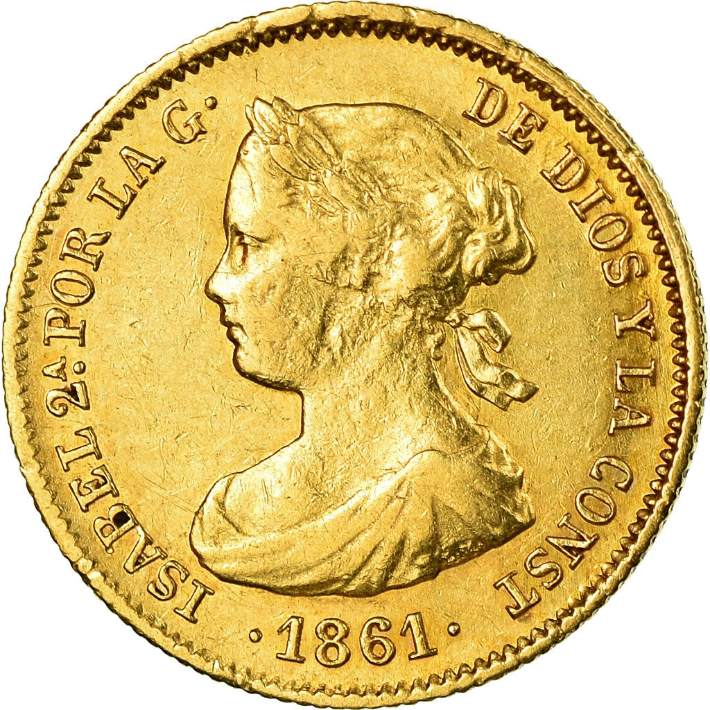 Monnaie, Espagne, Isabel II, 20 Réales, 1861, Madrid, TTB+, Or, KM:610