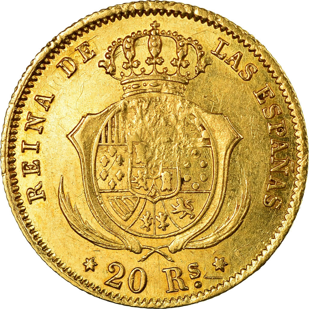 Monnaie, Espagne, Isabel II, 20 Réales, 1861, Madrid, TTB+, Or, KM:610