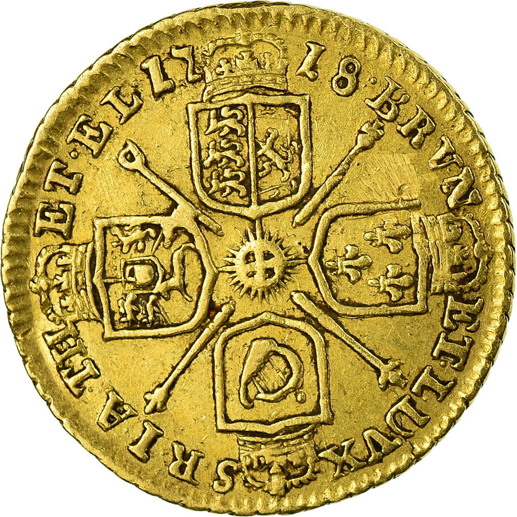 Monnaie, Grande-Bretagne, George I, 1/4 Guinea, 1718, TTB, Or, KM:555