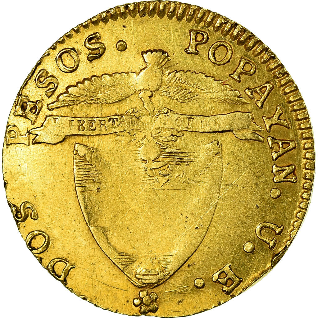 Coin, Colombia, 2 Pesos, 1846, Popayan, VF(20-25), Gold, KM:95