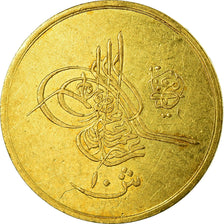Monnaie, Égypte, Abdul Hamid II, 10 Qirsh, 1908, Misr, SUP, Or, KM:282