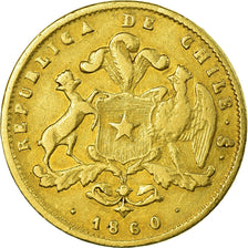 Moneda, Chile, 2 Pesos, 1860, MBC, Oro, KM:132