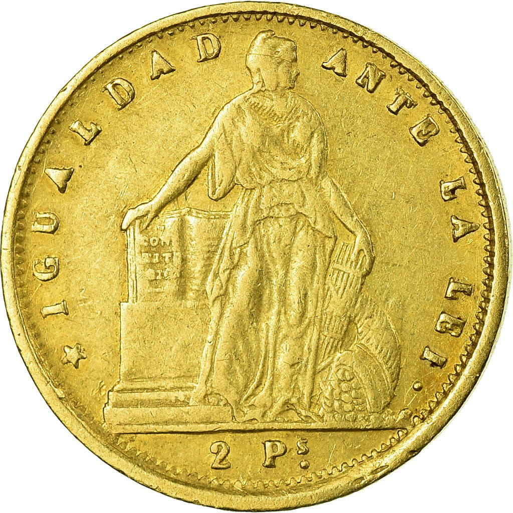 Moneda, Chile, 2 Pesos, 1860, MBC, Oro, KM:132