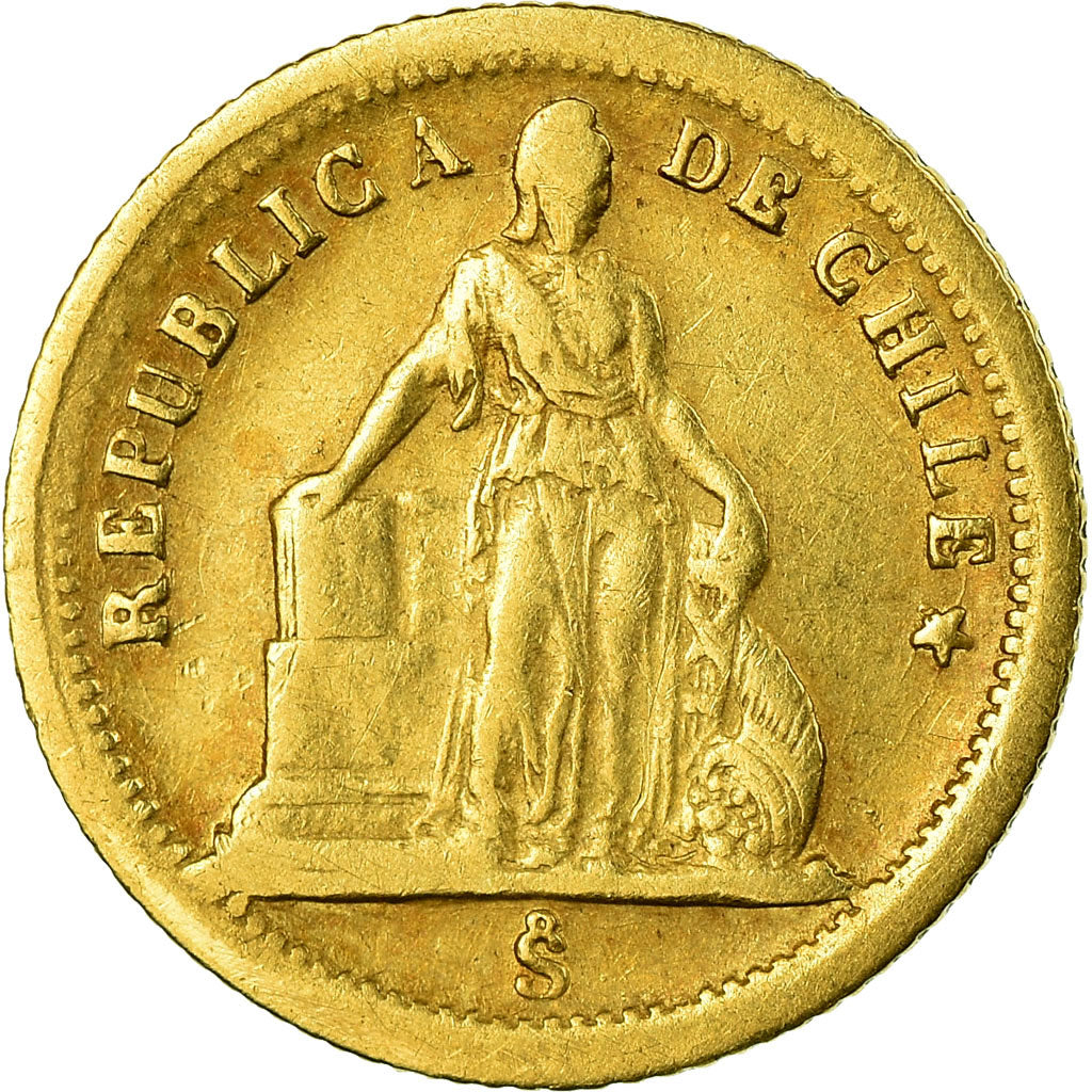 Coin, Chile, Peso, 1864, Santiago, VF(30-35), Gold, KM:133