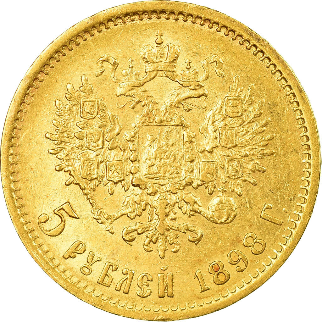 Münze, Russland, Nicholas II, 5 Roubles, 1898, St. Petersburg, VZ, Gold, KM:62