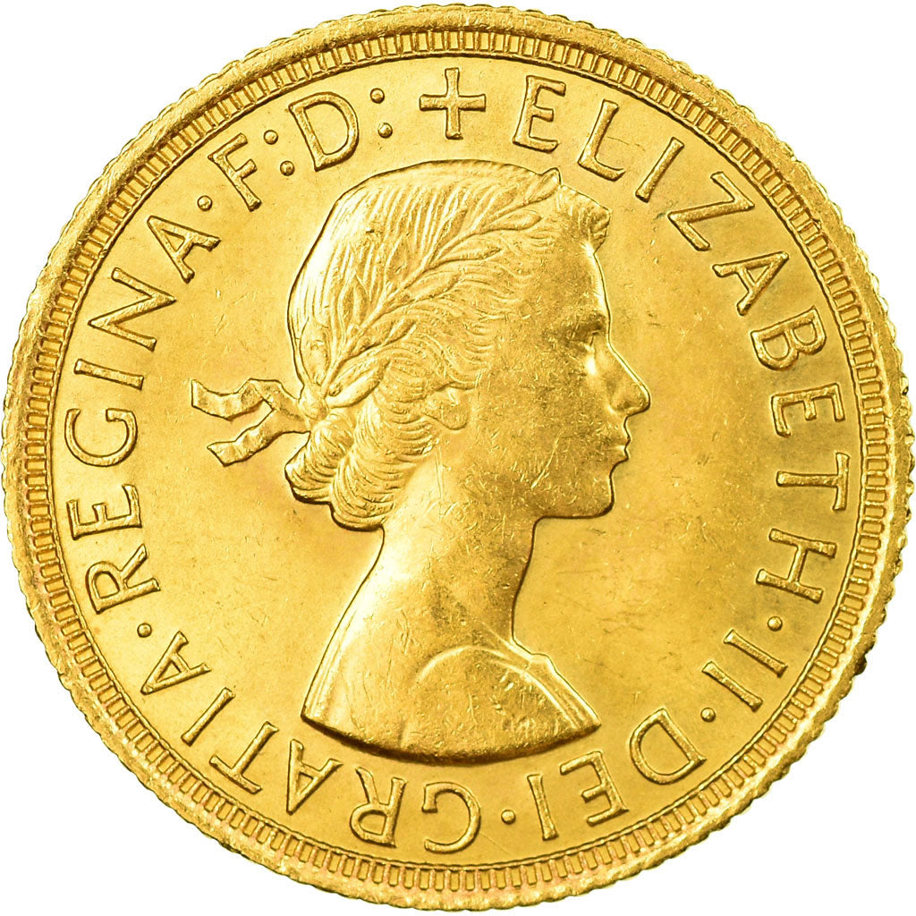 Coin, Great Britain, Elizabeth II, Sovereign, 1963, MS(63), Gold, KM:908