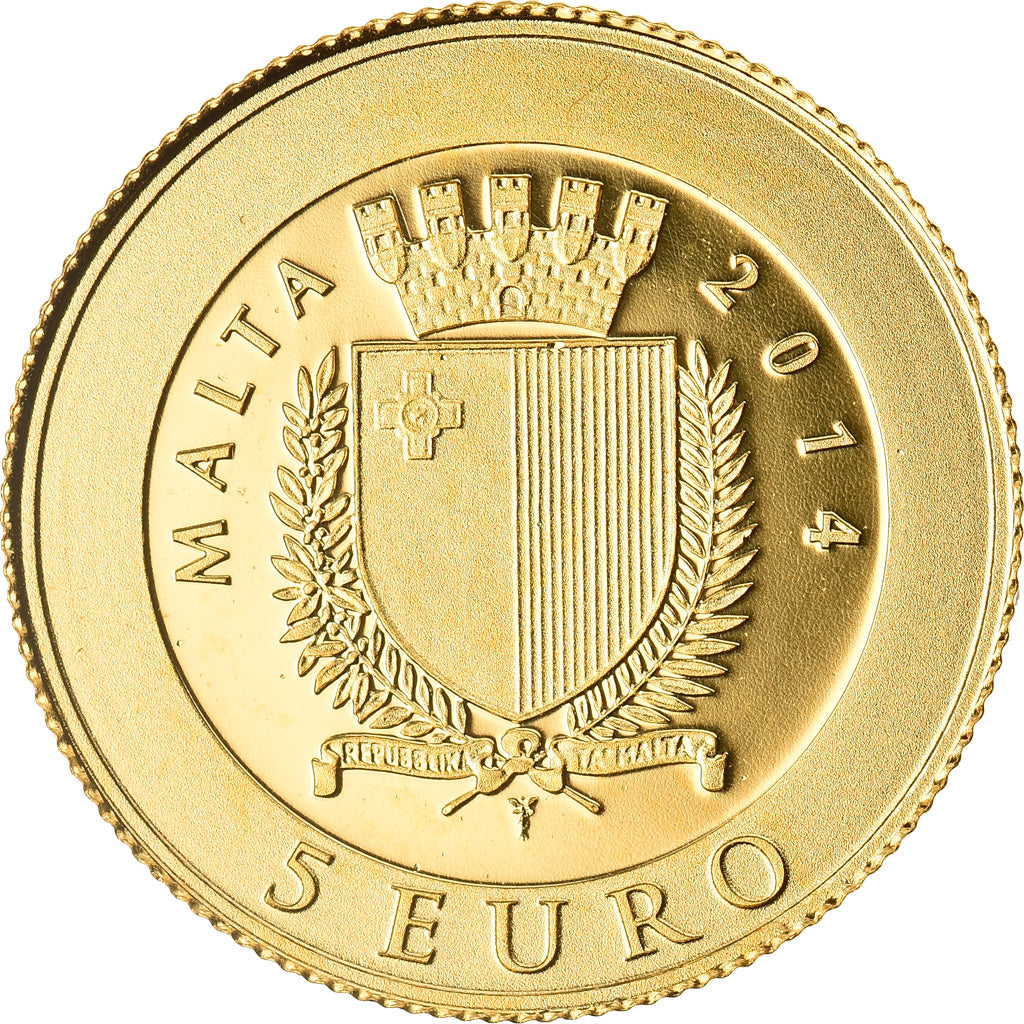 Malta, 5 Euro, 2014, Le Zecchino, MS(65-70), Gold