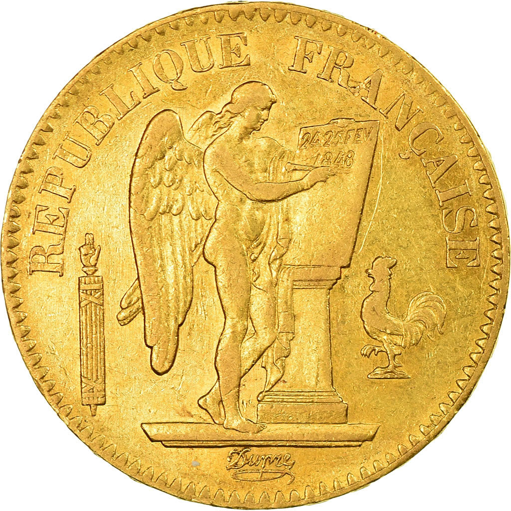 France, Génie, 20 Francs, 1848, Paris, EF(40-45), Gold, KM:757
