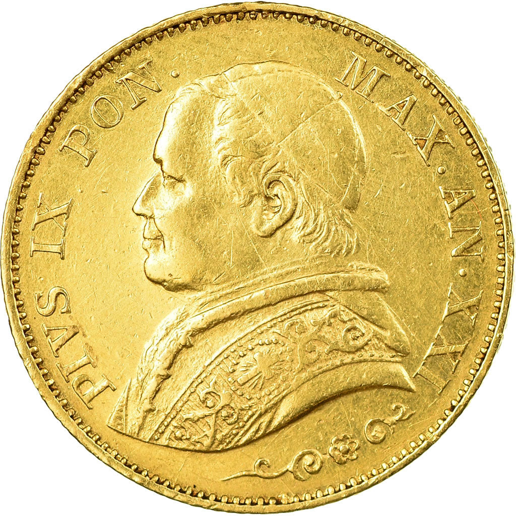 Monnaie, États italiens, PAPAL STATES, Pius IX, 20 Lire, 1866, Rome, TTB, Or