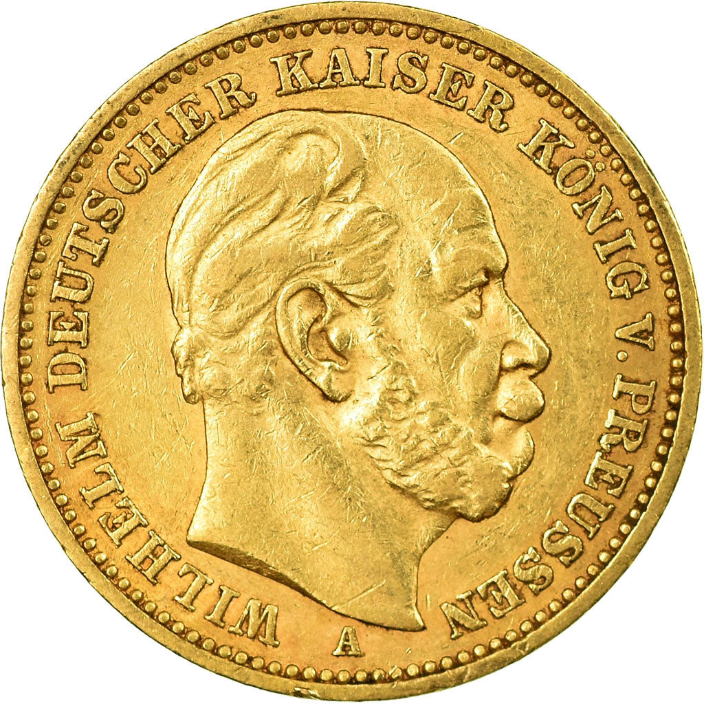 German States, PRUSSIA, Wilhelm I, 20 Mark, 1887, Berlin, EF(40-45), Gold