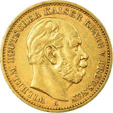 German States, PRUSSIA, Wilhelm I, 20 Mark, 1887, Berlin, EF(40-45), Gold