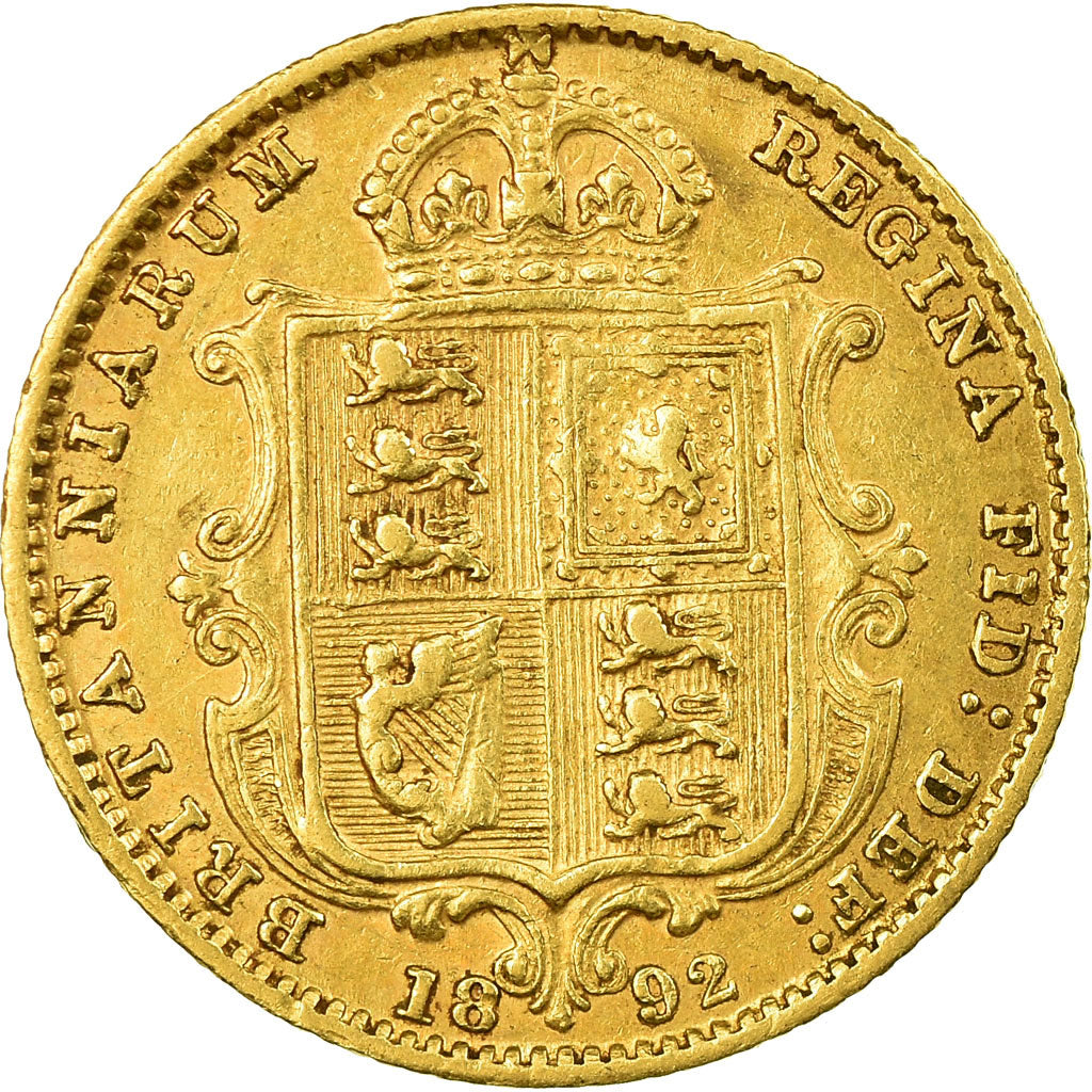 Coin, Great Britain, Victoria, 1/2 Sovereign, 1892, London, EF(40-45), Gold