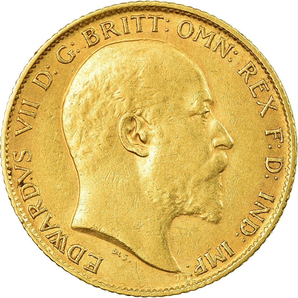 Coin, Great Britain, Edward VII, 1/2 Sovereign, 1906, EF(40-45), Gold, KM:804