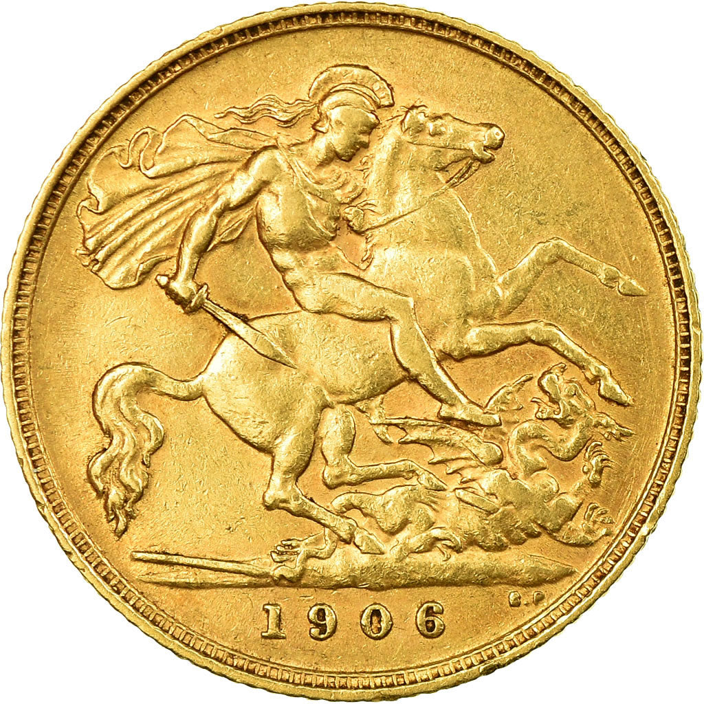 Coin, Great Britain, Edward VII, 1/2 Sovereign, 1906, EF(40-45), Gold, KM:804