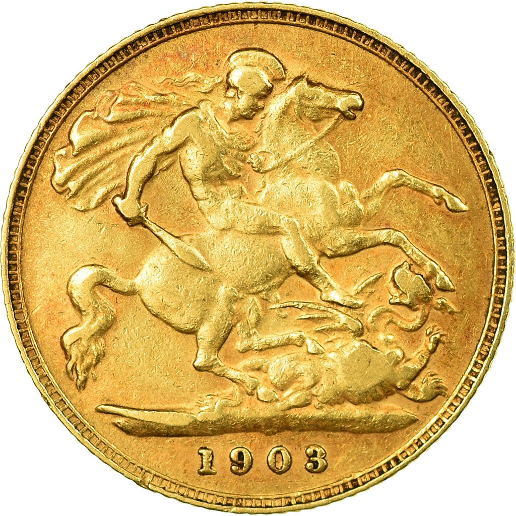 Coin, Great Britain, Edward VII, 1/2 Sovereign, 1903, EF(40-45), Gold, KM:804