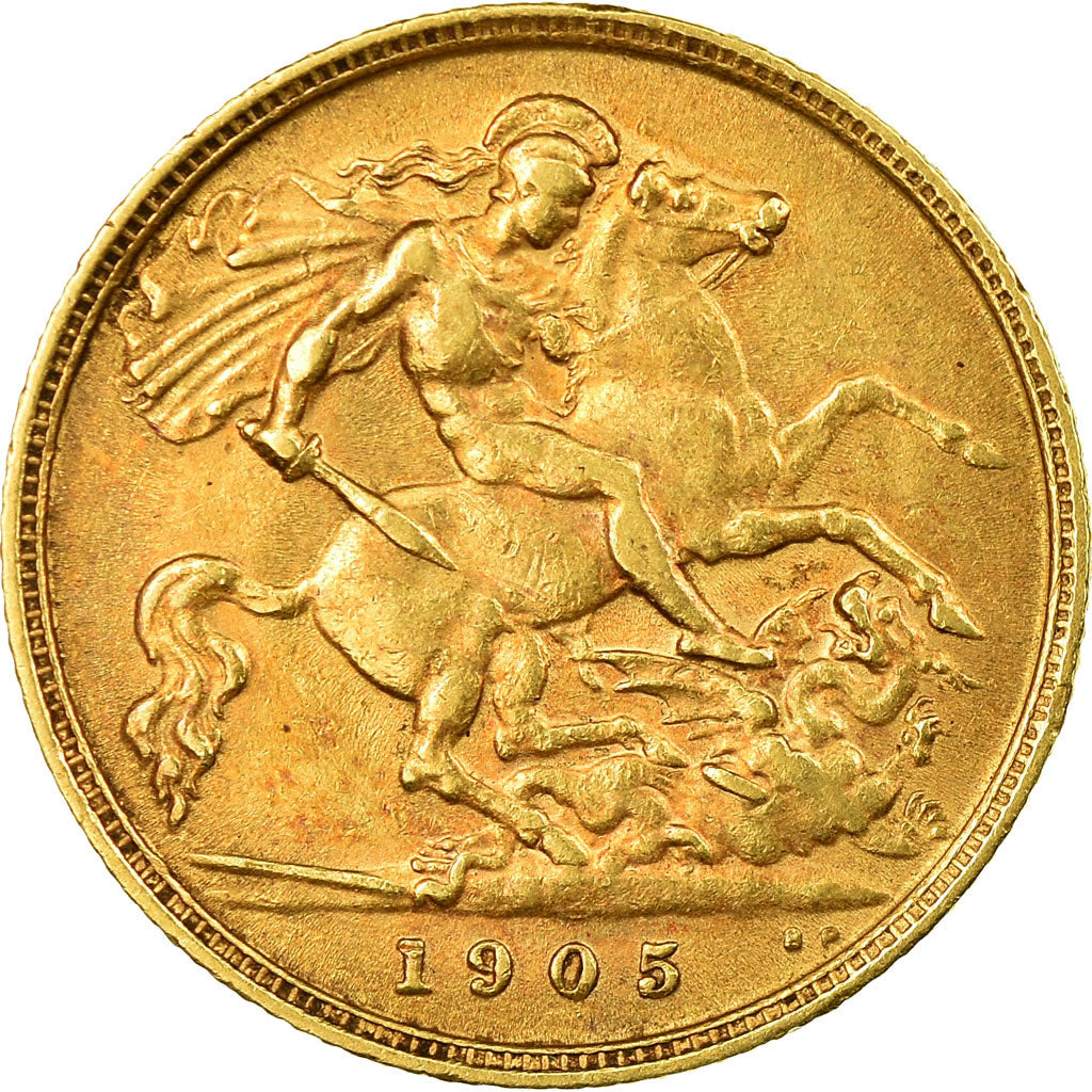 Coin, Great Britain, Edward VII, 1/2 Sovereign, 1905, EF(40-45), Gold, KM:804